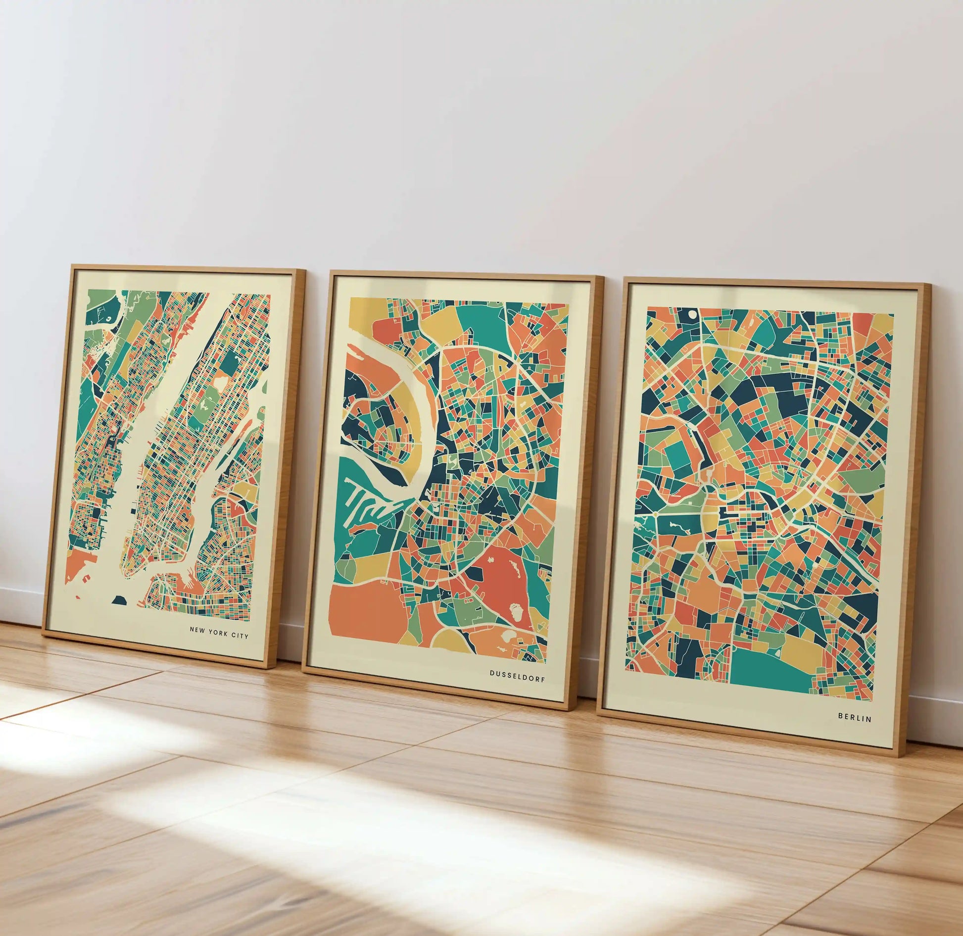 Dusseldorf Stadtkarte Poster – Polychroma Modern Art Print