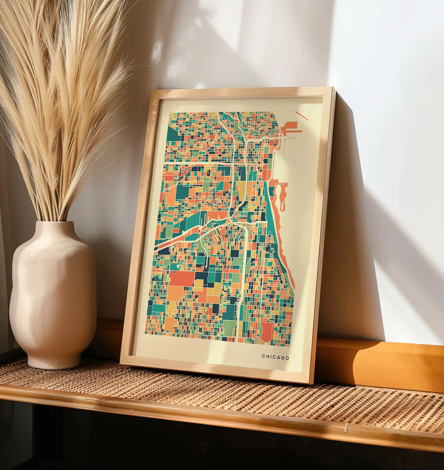 Chicago Stadtkarte Poster – Polychroma Modern Art Print
