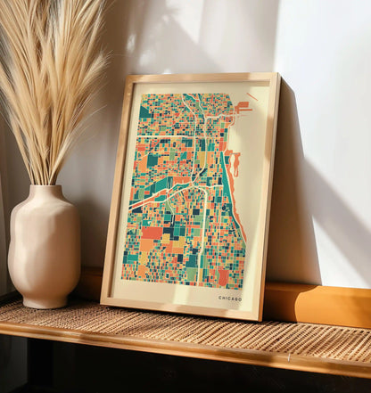 Chicago Stadtkarte Poster – Polychroma Modern Art Print