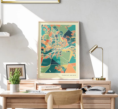 Frankfurt am main Stadtkarte Poster – Polychroma Modern Art Print