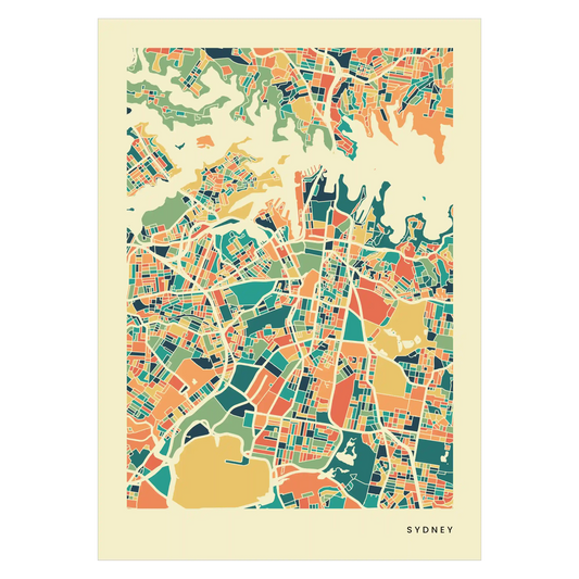 Sydney Stadtkarte Poster – Polychroma Modern Art Print
