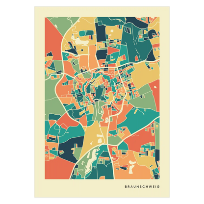 Braunschweig Stadtkarte Poster – Polychroma Modern Art Print