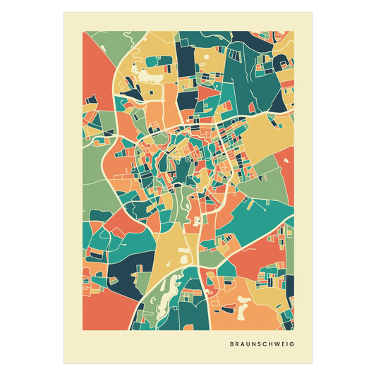 Braunschweig Stadtkarte Poster – Polychroma Modern Art Print