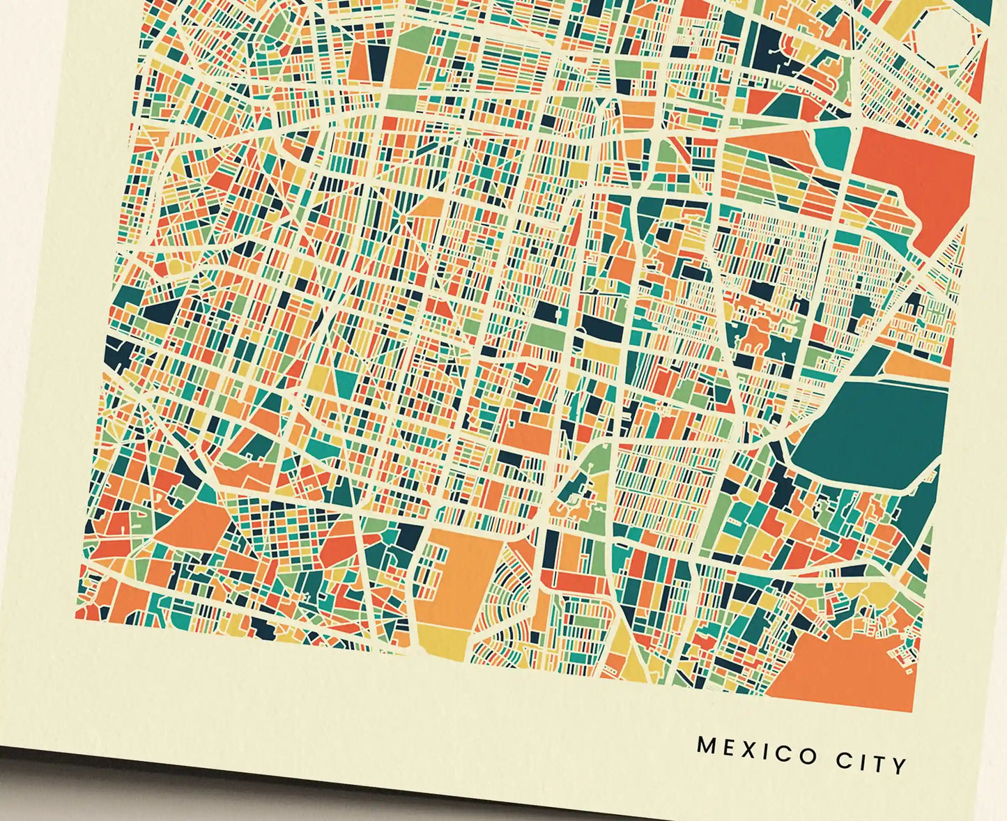 Mexico City Stadtkarte Poster – Polychroma Modern Art Print