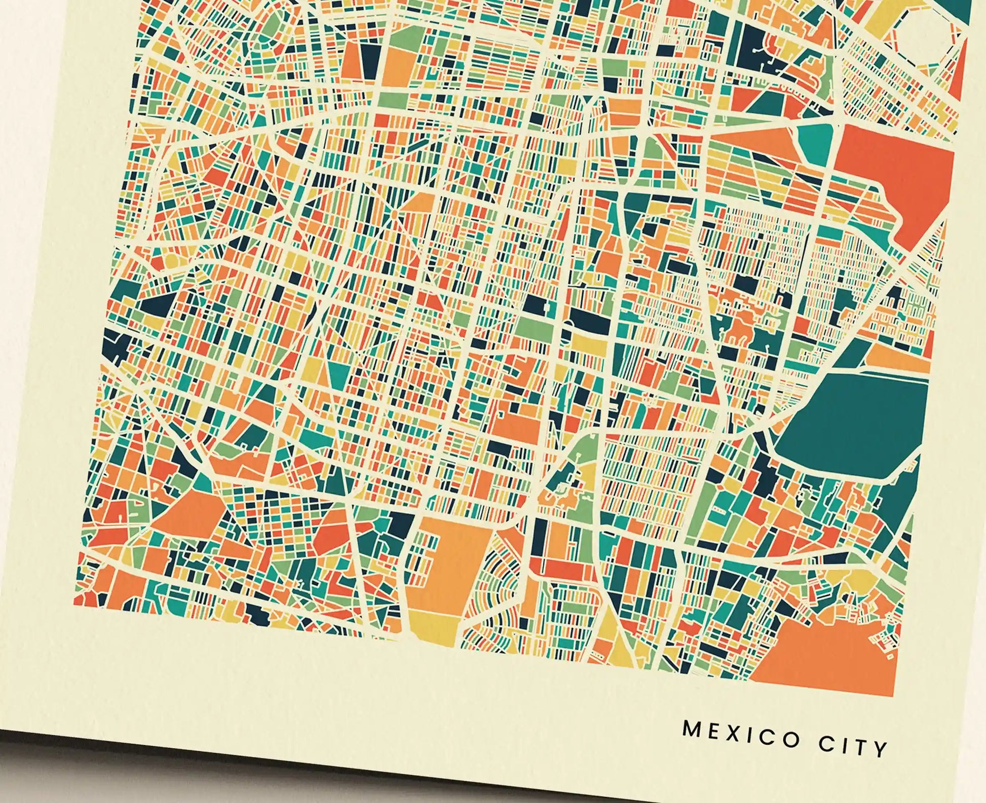Mexico City Stadtkarte Poster – Polychroma Modern Art Print
