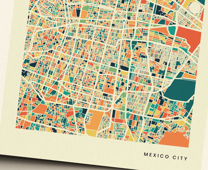 Mexico City Stadtkarte Poster – Polychroma Modern Art Print