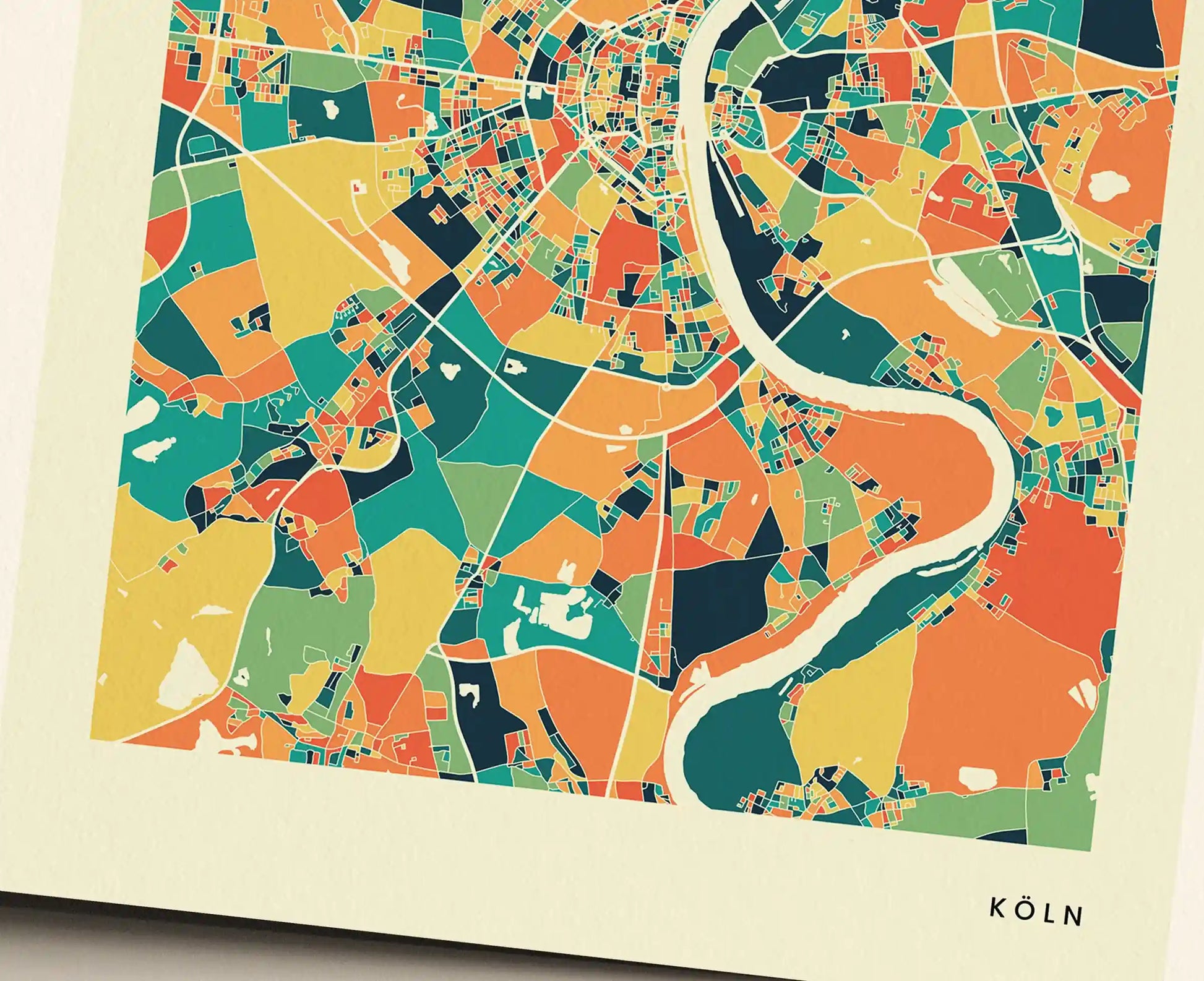 Köln Stadtkarte Poster – Polychroma Modern Art Print