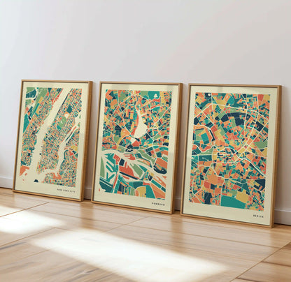 Hamburg Stadtkarte Poster - Polychroma Stadtplan Modern Art Print Stadtkarte Poster – Polychroma Modern Art Print