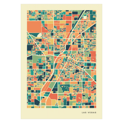 Las Vegas Stadtkarte Poster – Polychroma Modern Art Print