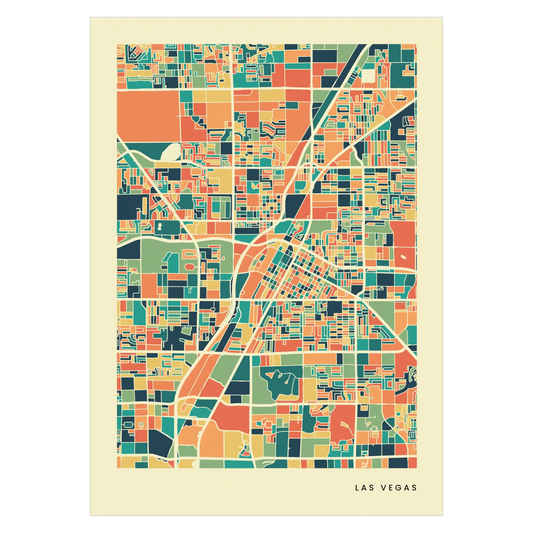 Las Vegas Stadtkarte Poster – Polychroma Modern Art Print