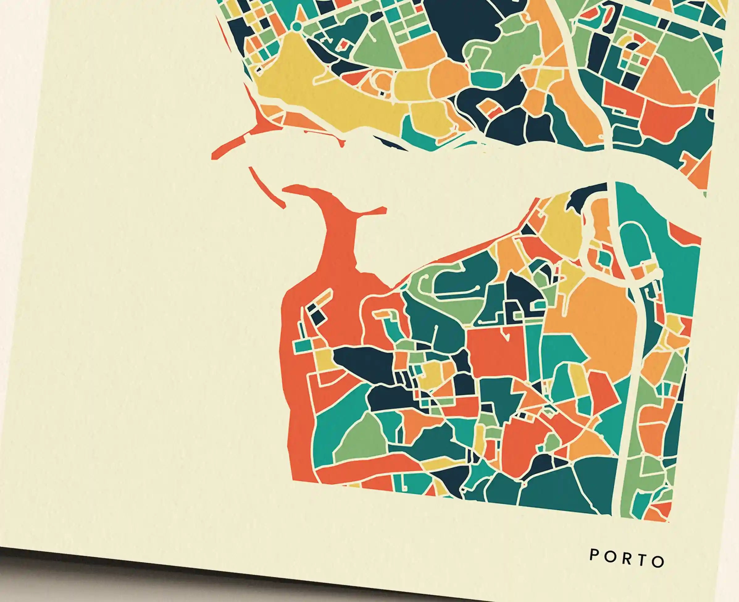 Porto Stadtkarte Poster – Polychroma Modern Art Print