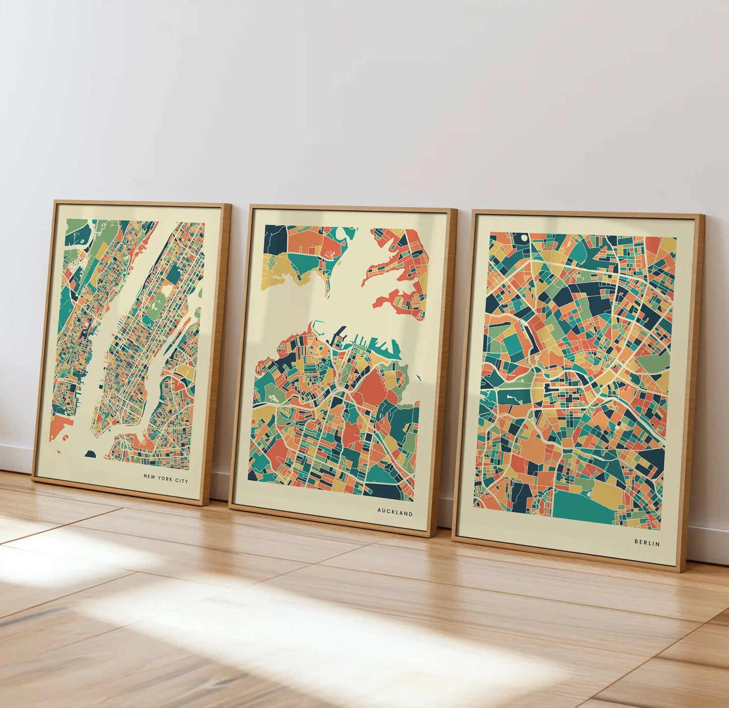 Auckland Stadtkarte Poster – Polychroma Modern Art Print