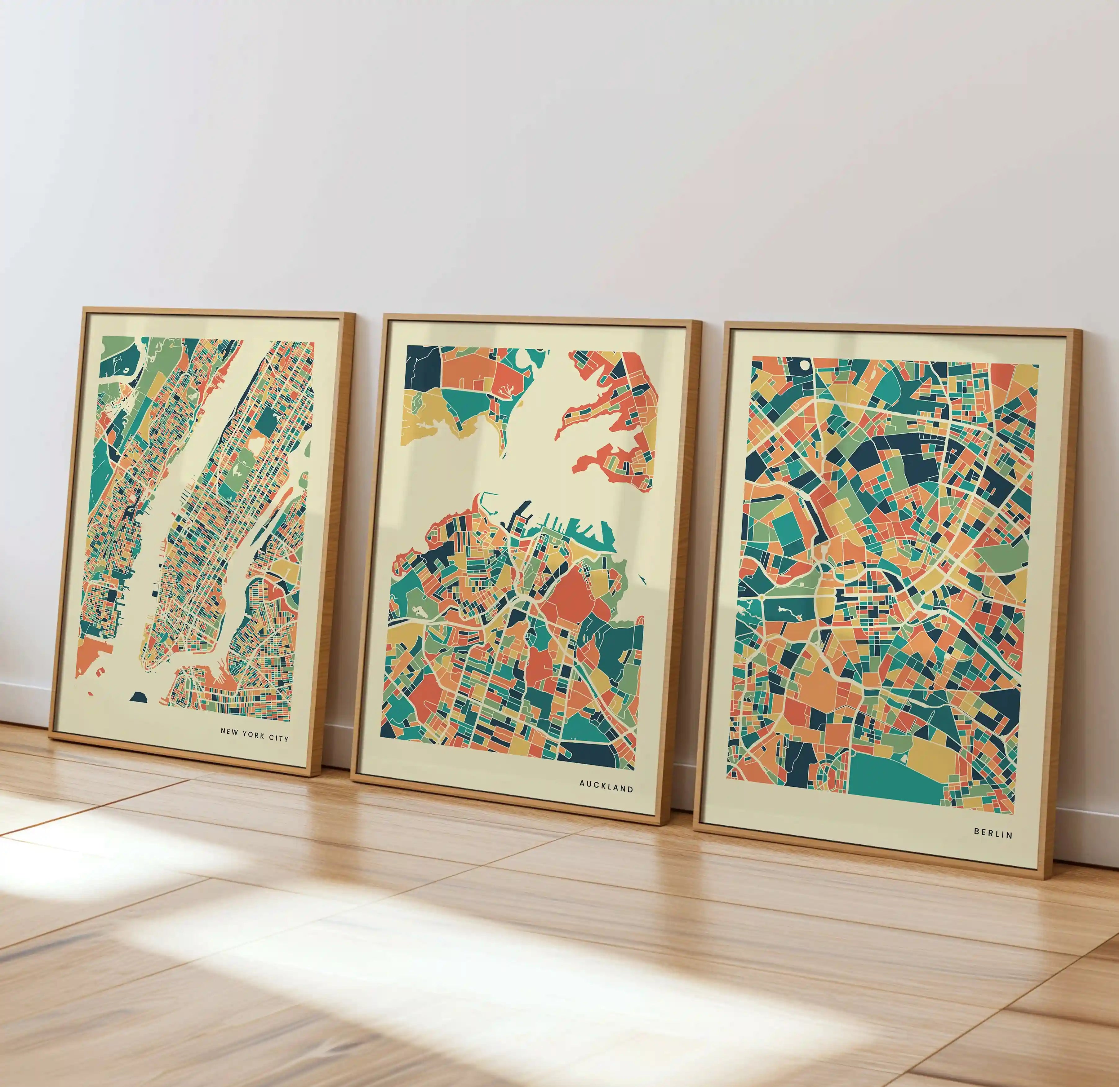 Auckland Stadtkarte Poster – Polychroma Modern Art Print