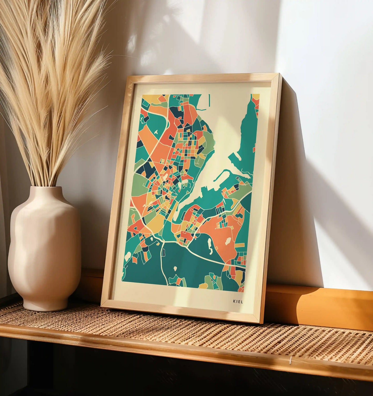 Kiel Stadtkarte Poster – Polychroma Modern Art Print