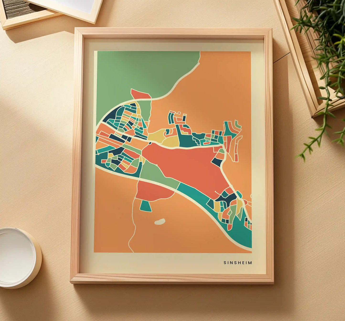 Sinsheim Stadtkarte Poster – Polychroma Modern Art Print