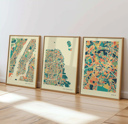 San Francisco Stadtkarte Poster – Polychroma Modern Art Print