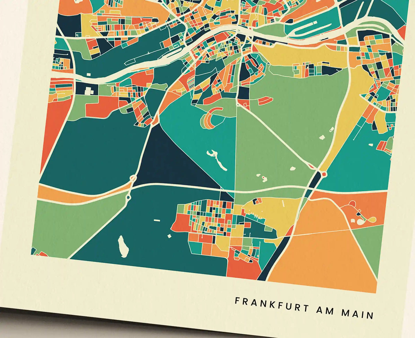 Frankfurt am main Stadtkarte Poster – Polychroma Modern Art Print