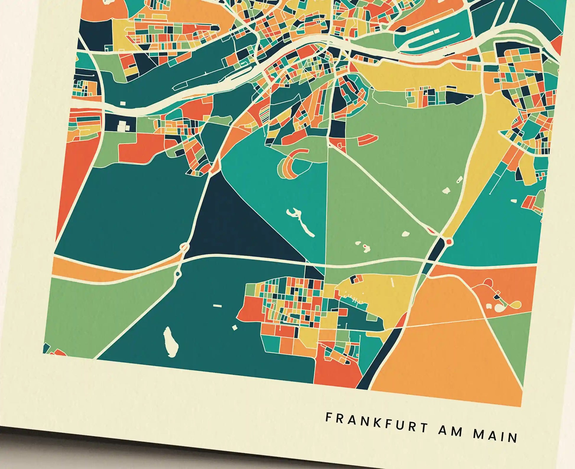 Frankfurt am main Stadtkarte Poster – Polychroma Modern Art Print