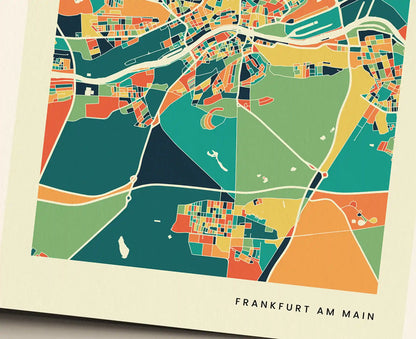 Frankfurt am main Stadtkarte Poster – Polychroma Modern Art Print