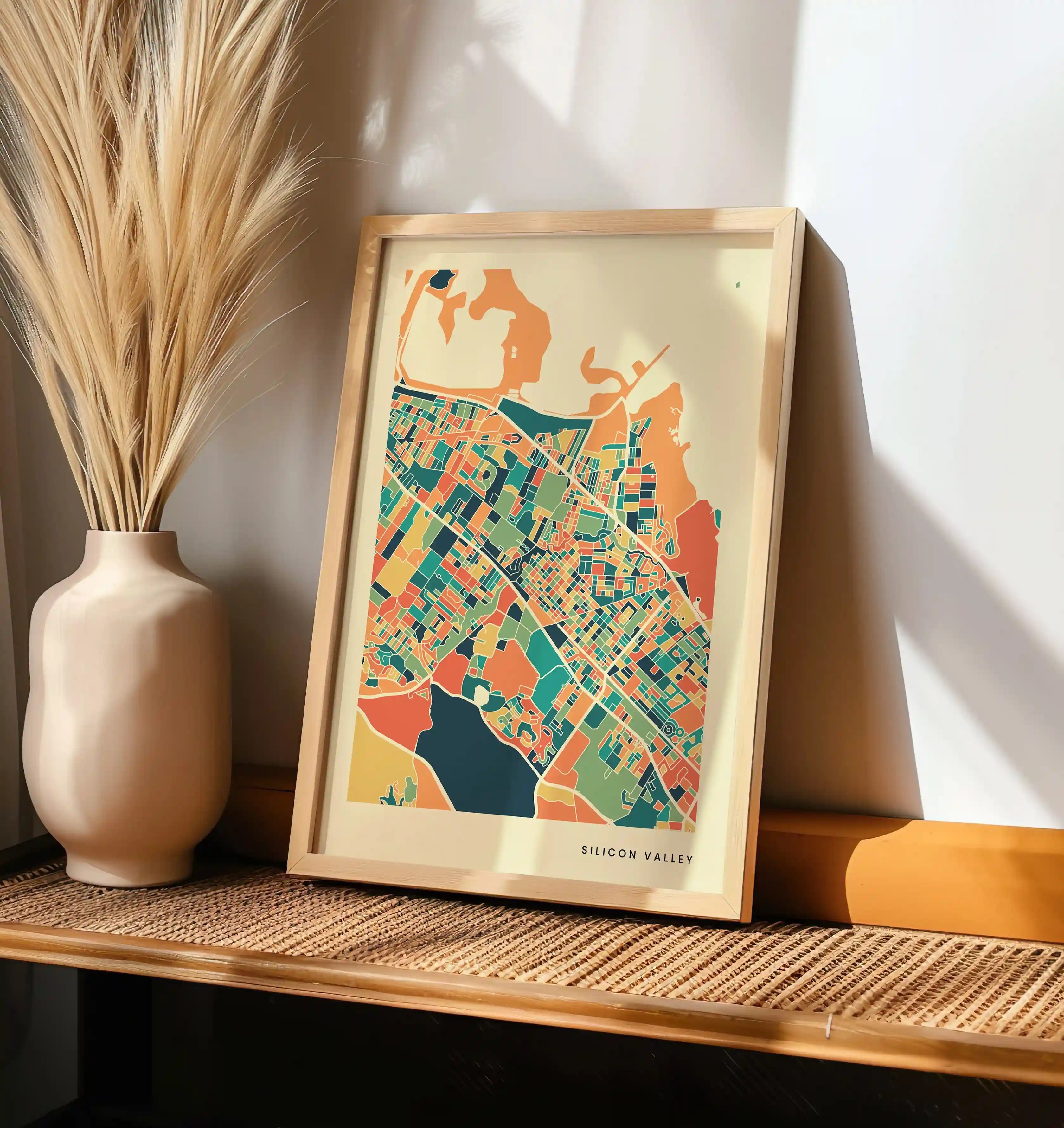 Silicon Valley Stadtkarte Poster – Polychroma Modern Art Print