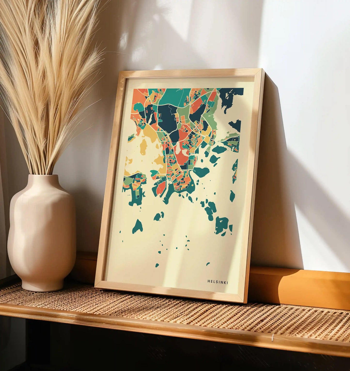 Helsinki Stadtkarte Poster – Polychroma Modern Art Print