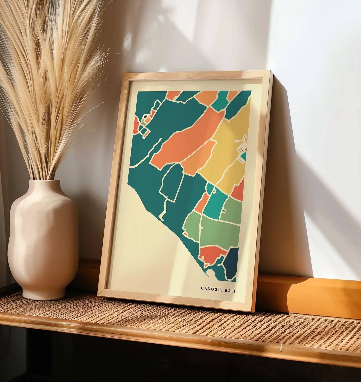 Canggu Bali Stadtkarte Poster – Polychroma Modern Art Print