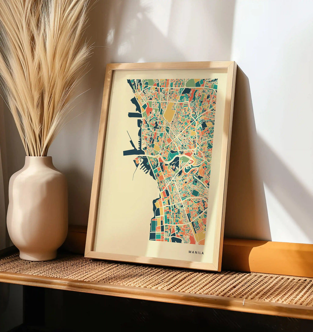 Manila Stadtkarte Poster – Polychroma Modern Art Print