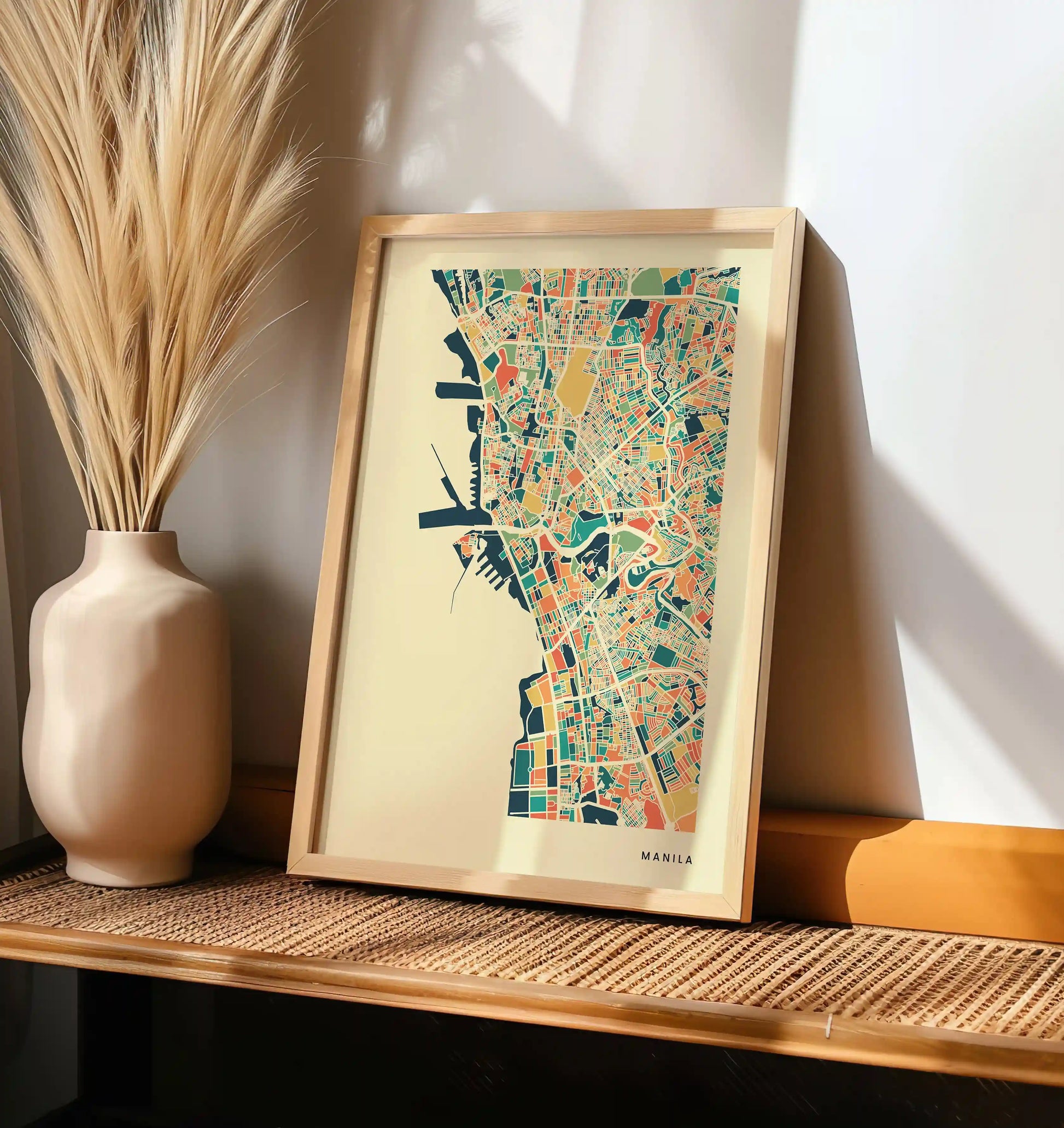 Manila Stadtkarte Poster – Polychroma Modern Art Print