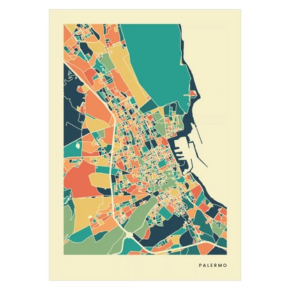 Palermo Stadtkarte Poster – Polychroma Modern Art Print