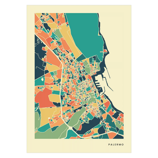 Palermo Stadtkarte Poster – Polychroma Modern Art Print