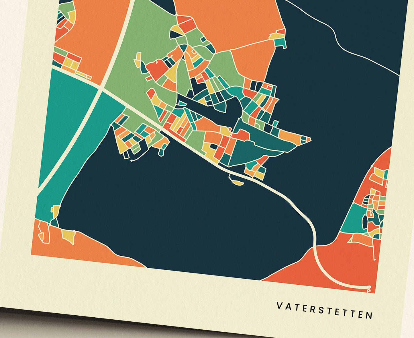 Vaterstetten Stadtkarte Poster – Polychroma Modern Art Print