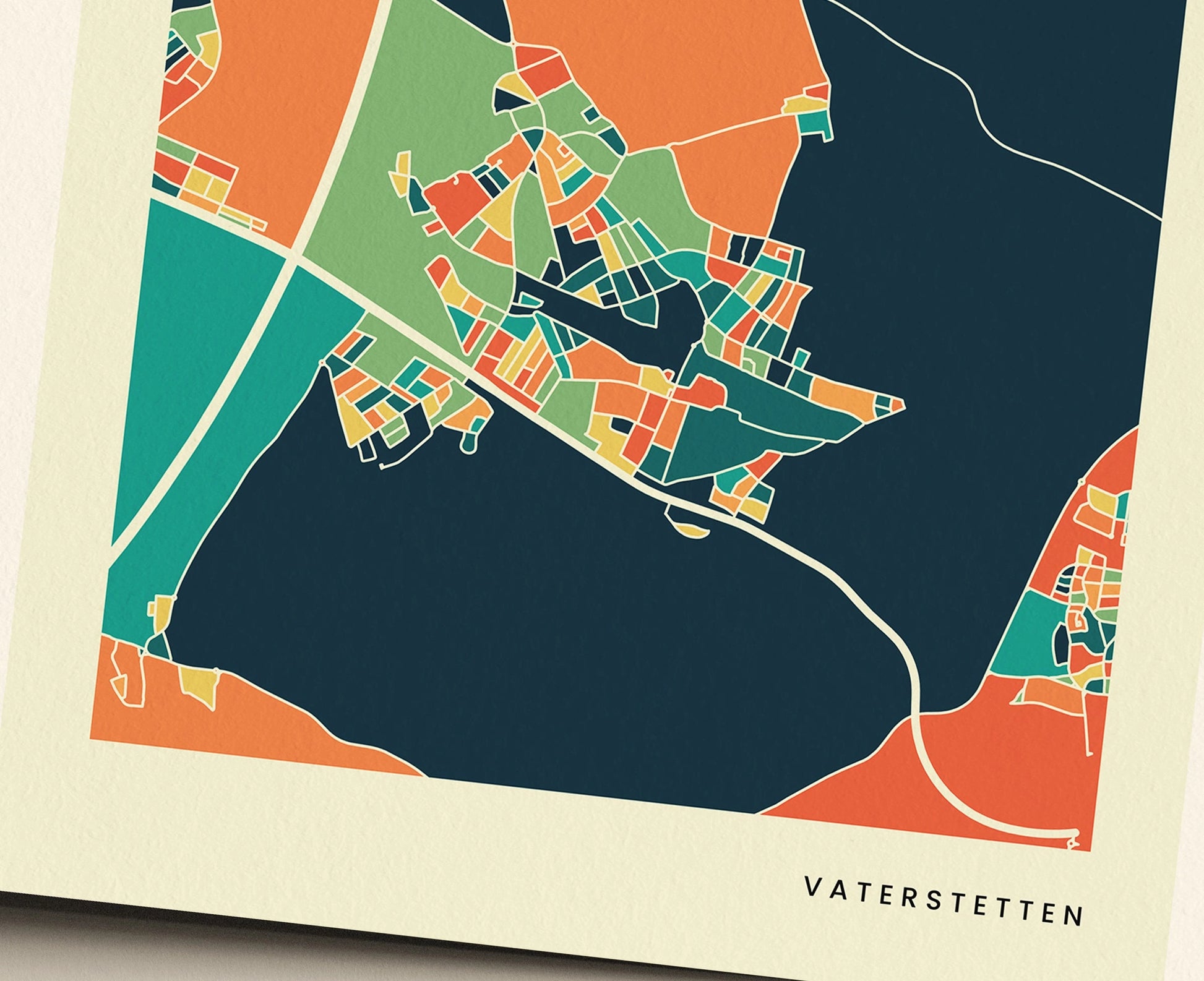 Vaterstetten Stadtkarte Poster – Polychroma Modern Art Print
