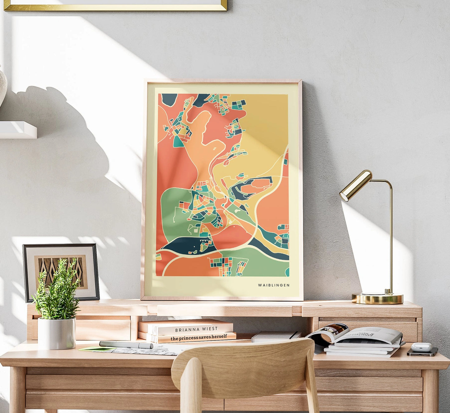 Waiblingen Stadtkarte Poster – Polychroma Modern Art Print