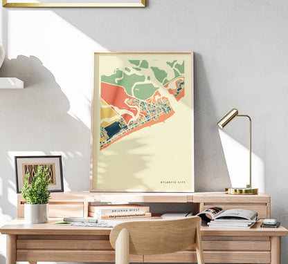 Atlantic City Stadtkarte Poster – Polychroma Modern Art Print