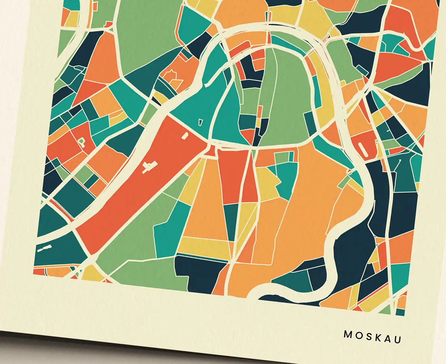Moskau Stadtkarte Poster – Polychroma Modern Art Print