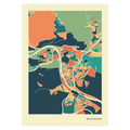 Würzburg Stadtkarte Poster – Polychroma Modern Art Print