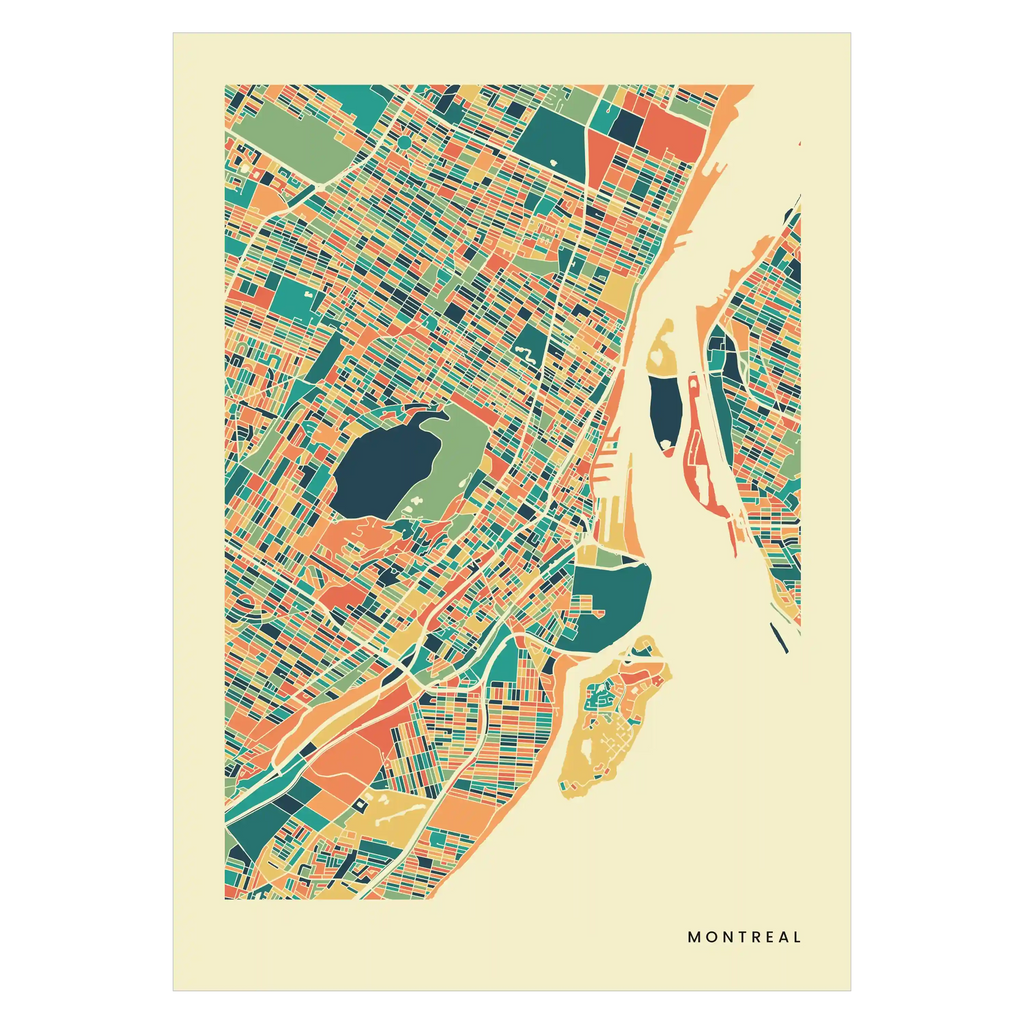 Montreal Stadtkarte Poster – Polychroma Modern Art Print