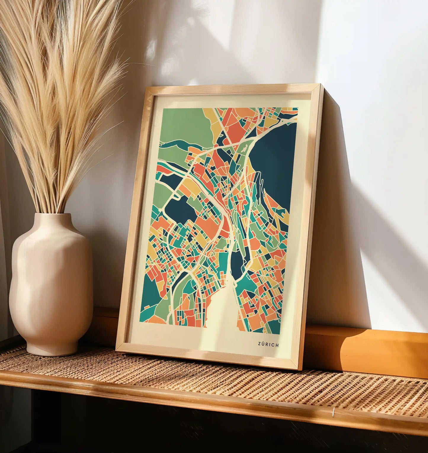 Zürich Stadtkarte Poster – Polychroma Modern Art Print