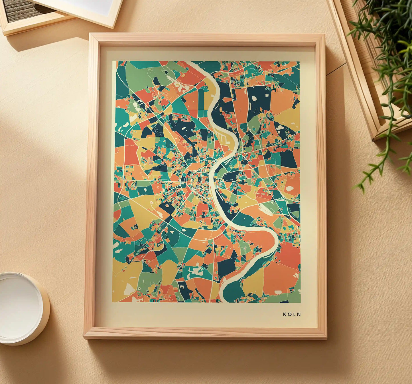 Köln Stadtkarte Poster – Polychroma Modern Art Print
