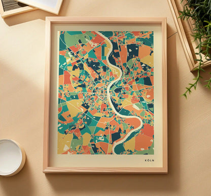 Köln Stadtkarte Poster – Polychroma Modern Art Print
