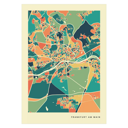 Frankfurt am main Stadtkarte Poster – Polychroma Modern Art Print