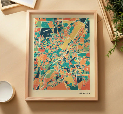 München Stadtkarte Poster – Polychroma Modern Art Print