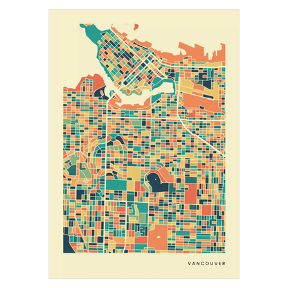 Vancouver Stadtkarte Poster – Polychroma Modern Art Print