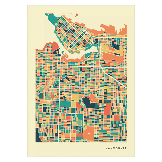 Vancouver Stadtkarte Poster – Polychroma Modern Art Print