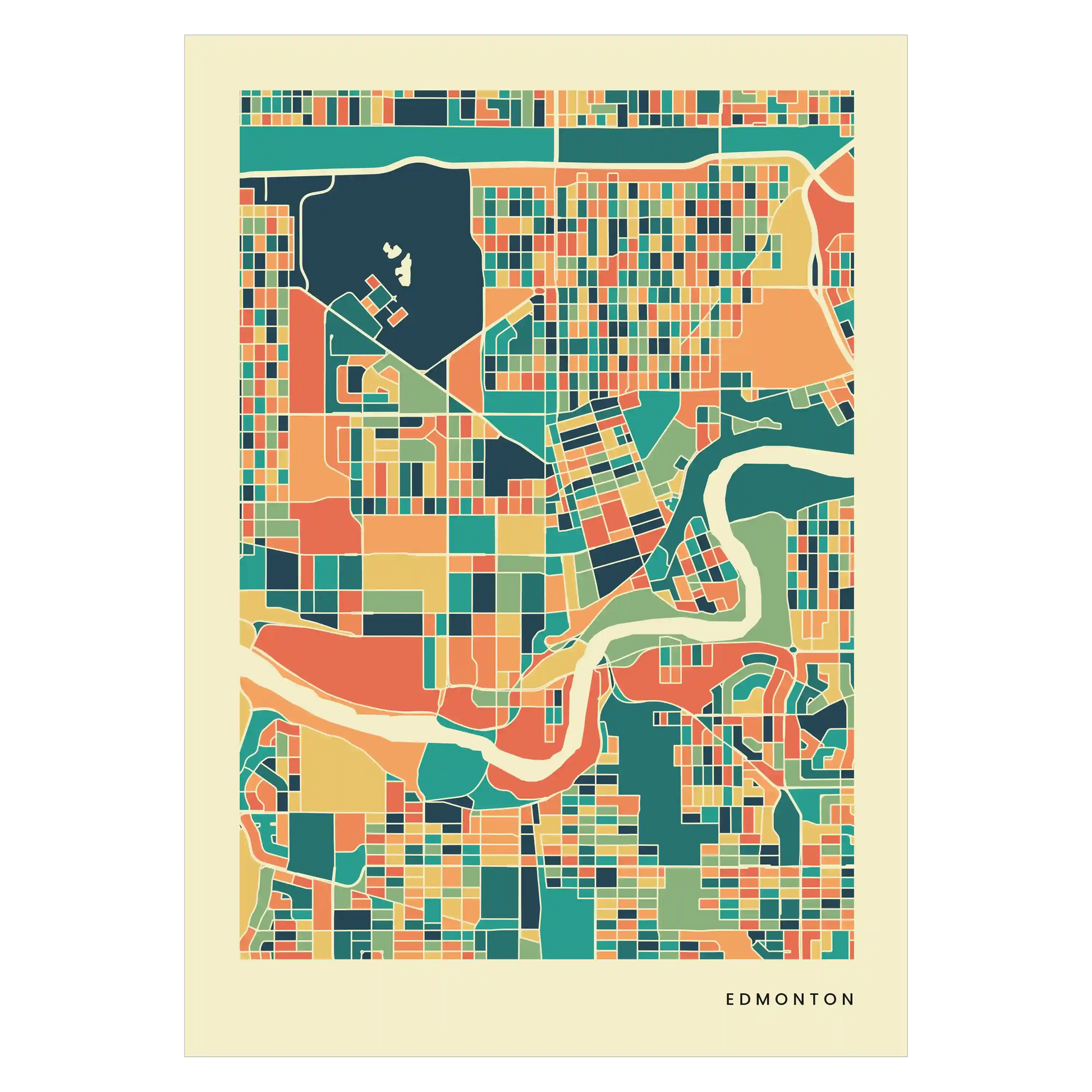 Edmonton Stadtkarte Poster – Polychroma Modern Art Print