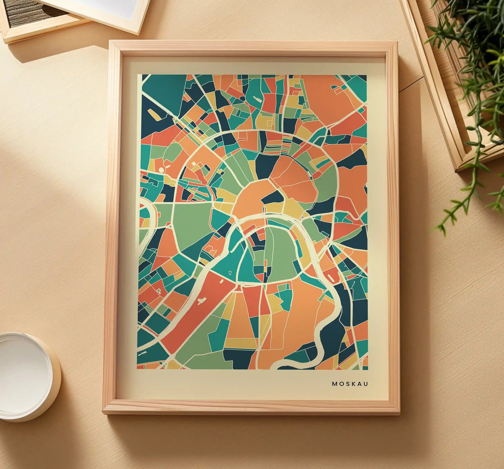 Moskau Stadtkarte Poster – Polychroma Modern Art Print