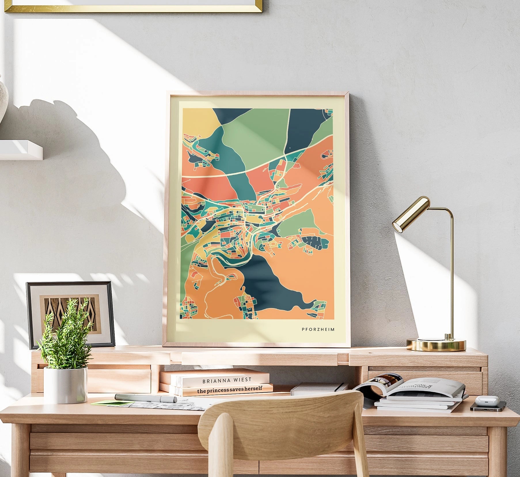 Pforzheim Stadtkarte Poster – Polychroma Modern Art Print