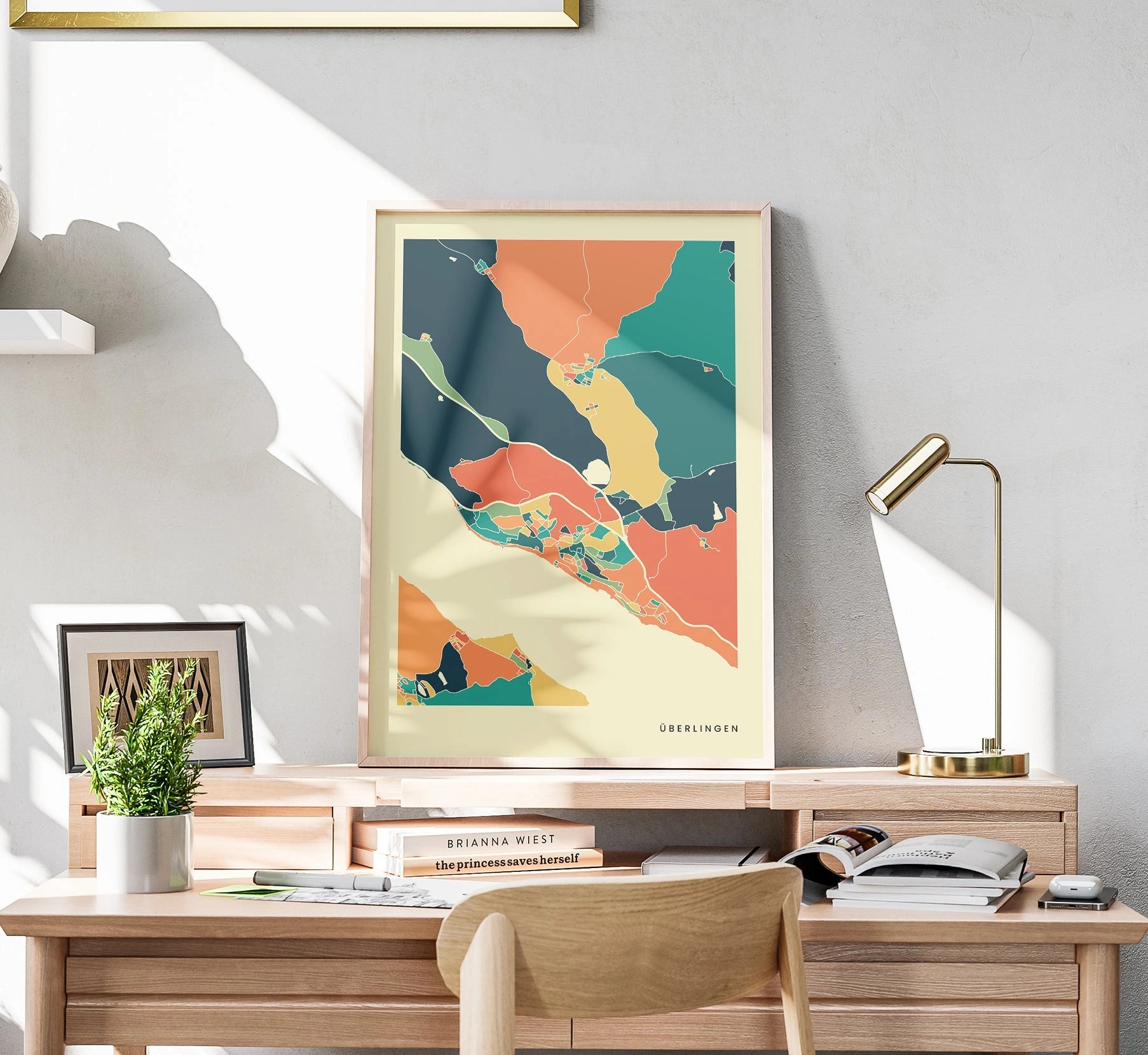 Überlingen Stadtkarte Poster – Polychroma Modern Art Print