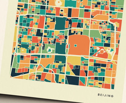 Beijing Stadtkarte Poster – Polychroma Modern Art Print