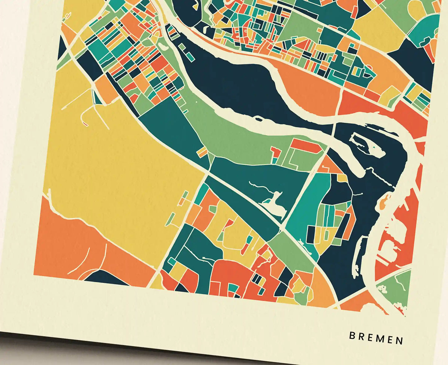 Bremen Stadtkarte Poster – Polychroma Modern Art Print
